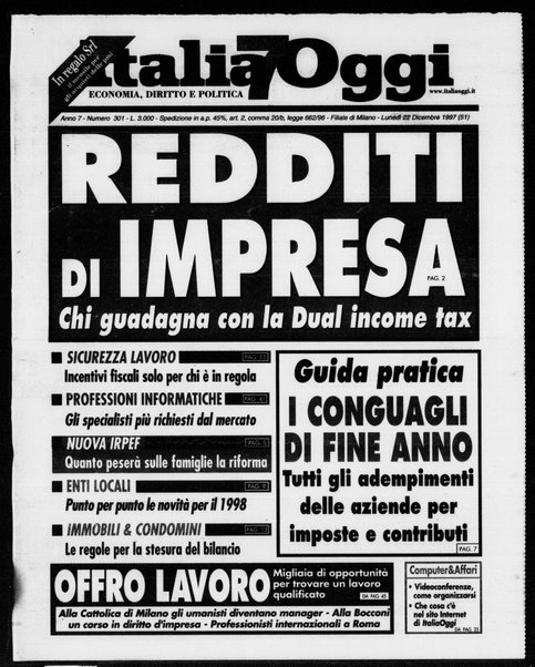 Italia oggi : quotidiano di economia finanza e politica